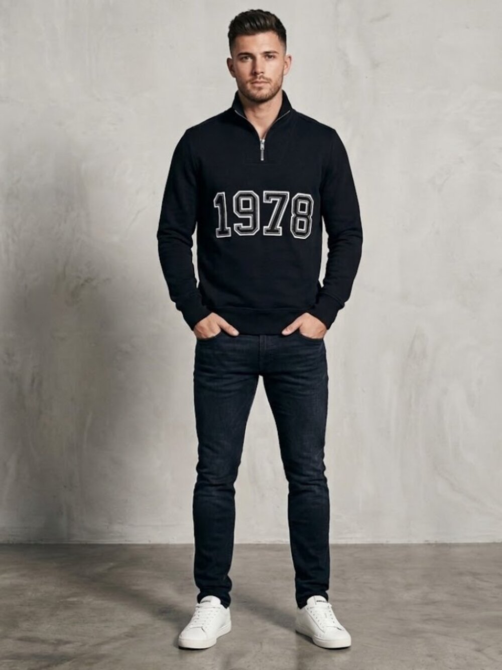 DIESEL Luxury Longsleeve 100% Cotton Sweater Mock Neck Zip Up Small